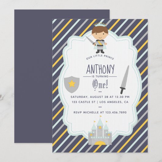 Onze uitnodiging van de kleine prins Birthday Part (Voorkant / Achterkant)