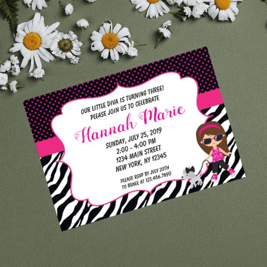 Onze uitnodiging van Little Diva Birthday