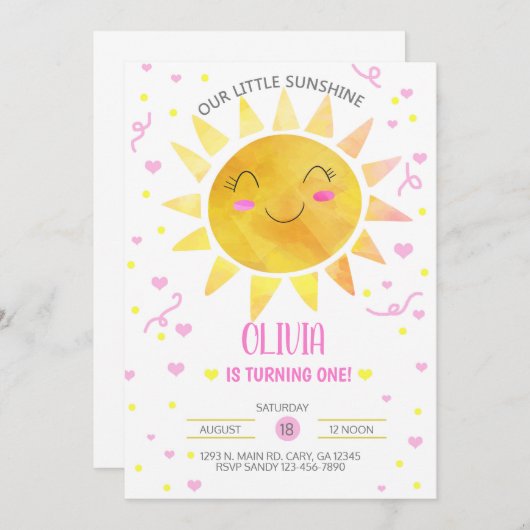 Onze uitnodiging voor de verjaardag van onze klein (Voorkant / Achterkant)