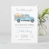 Onze uitnodiging voor een kleine pompoen/blauwe tr (Staand voorkant)