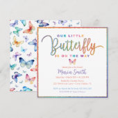 Onze uitnodiging voor het Little Butterfly Baby sh (Voorkant / Achterkant)