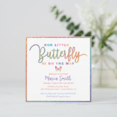 Onze uitnodiging voor het Little Butterfly Baby sh (Staand voorkant)