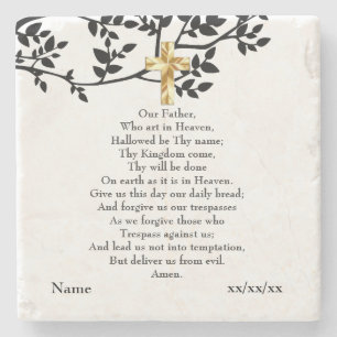 Onze vader bidt katholieke Gift gepersonaliseerd Stenen Onderzetter