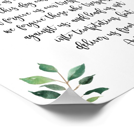 Onze vader Christelijke printkalligrafie Poster (Hoek)