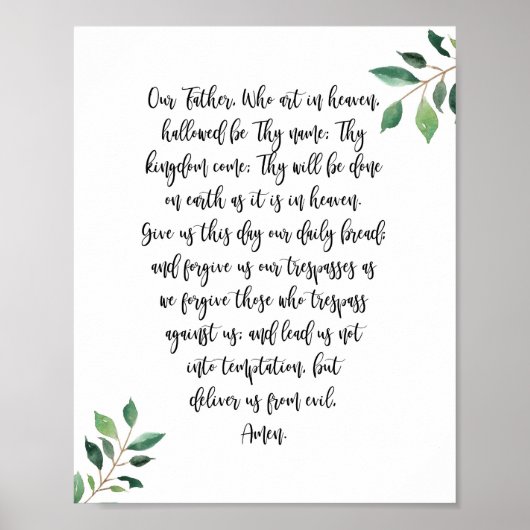 Onze vader Christelijke printkalligrafie Poster (Voorkant)