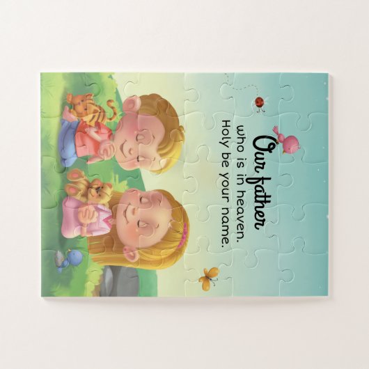 Onze vader, de kinder puzzel van het gebed van de legpuzzel (Horizontaal)