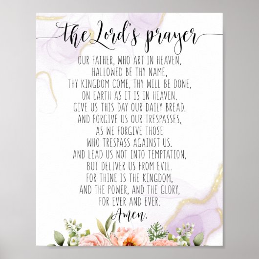 Onze vader die in de hemel kunst maakt, het gebed  poster (Voorkant)