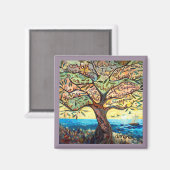 Onze Vader Gebed in een Olijfboom Vierkante Magnee Magneet (Voorkant / Achterkant)