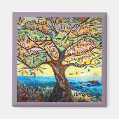 Onze Vader Gebed in een Olijfboom Vierkante Magnee Magneet (Voorkant)