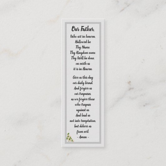 Onze Vader Gebed Matteüs 6:9-13 Bladwijzer Kaart Mini Visitekaartje (Achterkant)