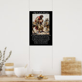 Onze Vader Goede Herder Beschermend Lam Wolven Poster (Keuken)