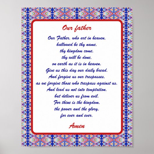 Onze vader, het gebed van de Heer kleurrijk Poster (Voorkant)