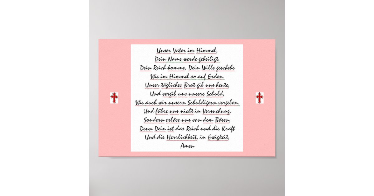 Tekst Het Onze Vader Onze Vader in het Duits Poster | Zazzle.nl