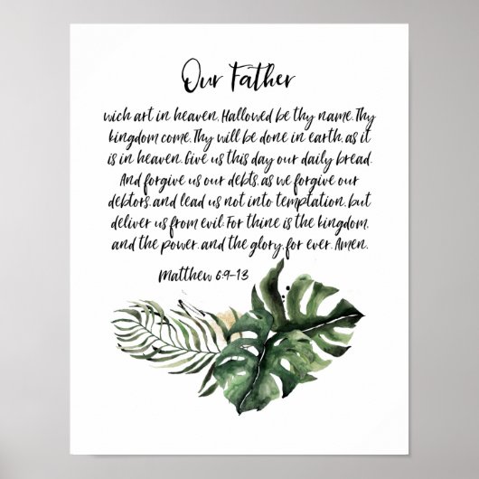 Onze vader Lords Prayer, de Kunst van de Schrift Poster (Voorkant)