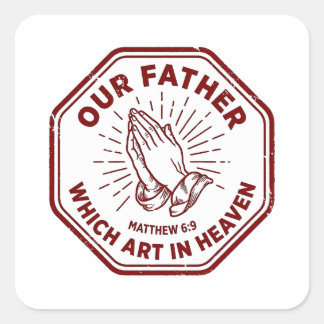 Onze Vader Ons Heer Gebed Matteüs 6:9 Rood Stempel Vierkante Sticker