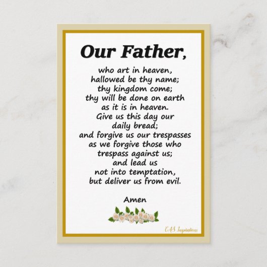 Onze vader Prayer Matthew Kaart 6:9-13 (Voorkant)