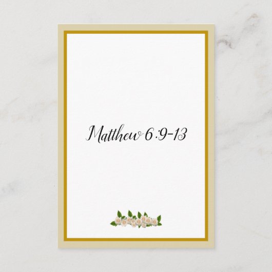 Onze vader Prayer Matthew Kaart 6:9-13 (Achterkant)