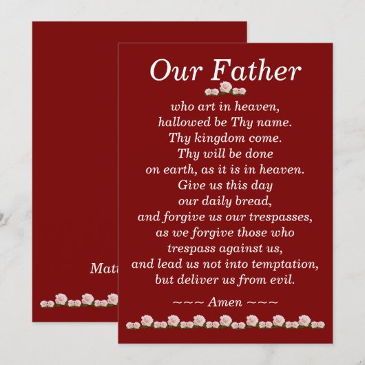Onze vader Prayer Matthew Kaart 6:9-13 (Voorkant / Achterkant)
