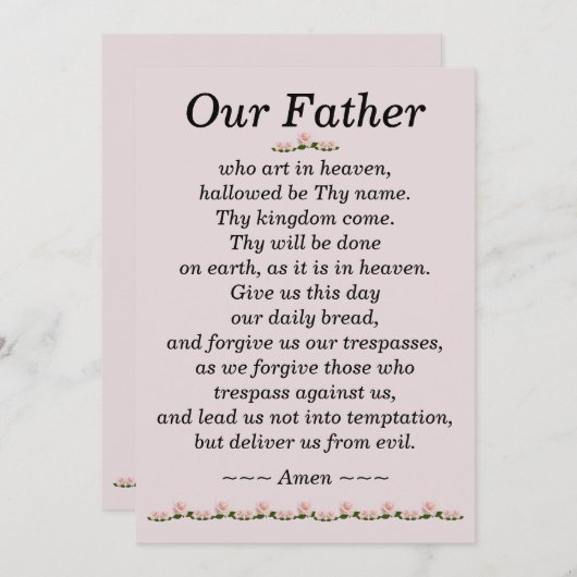 Onze vader Prayer Matthew Kaart 6:9-13 (Voorkant / Achterkant)
