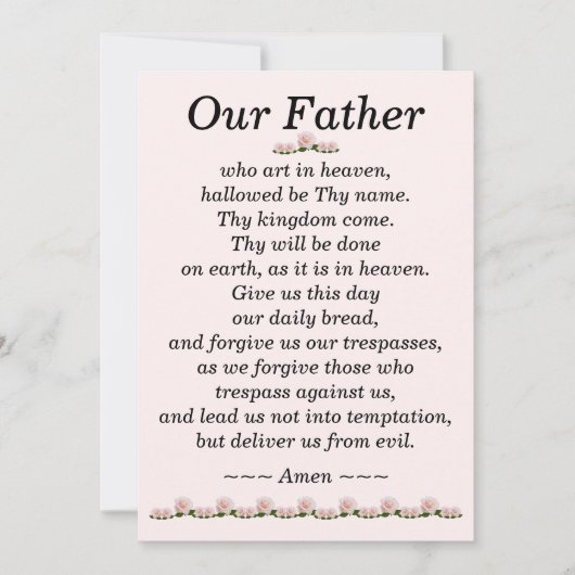 Onze vader Prayer Matthew Kaart 6:9-13 (Voorkant)