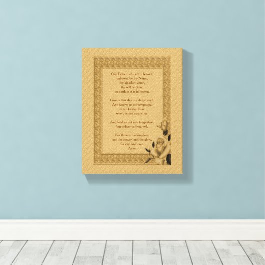 Onze vader Rosebud, het gebed van de Heer Canvas Afdruk (Insitu (Houten vloer))