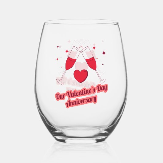 Onze Valentijnsdag Jubileum Drinkware Set Wijnglas Zonder Voet (Voorkant)