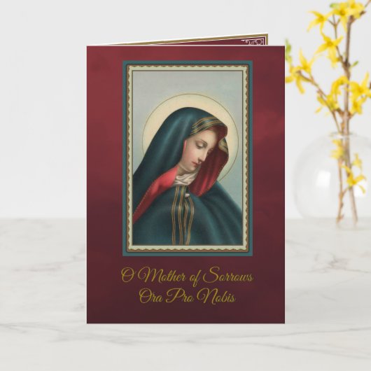 Onze verdrietige Moeder Wenskaart w / gebed Kaart (Gele Bloem)