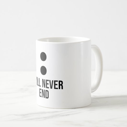 Onze verhalen zullen nooit eindigen 2 koppels die  koffiemok (Voorkant rechts)