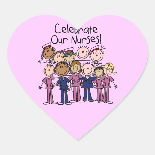 Onze verpleegsters vieren hart sticker (Voorkant)