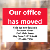 Onze vestiging is verhuisd Rode verhuis aankondigi Raamsticker (Vel 2)