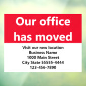 Onze vestiging is verhuisd Rode verhuis aankondigi Raamsticker (Vel 3)