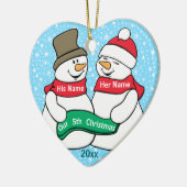 Onze vijfde kerst keramisch ornament (Links)