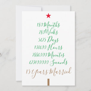 Onze vijftiende Kerstmis 15e jaar gehuwd met xmas Feestdagenkaart