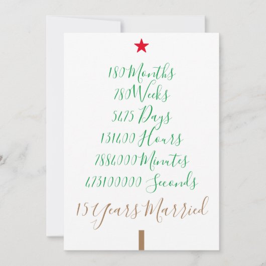 Onze vijftiende Kerstmis 15e jaar gehuwd met xmas Feestdagenkaart (Voorkant)