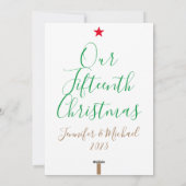 Onze vijftiende Kerstmis 15e jaar gehuwd met xmas Feestdagenkaart (Achterkant)