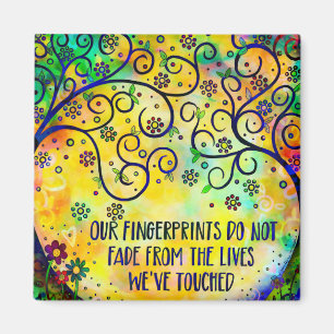 Onze vingerafdrukken Quote Tree Floral Trendy Cute Magneet