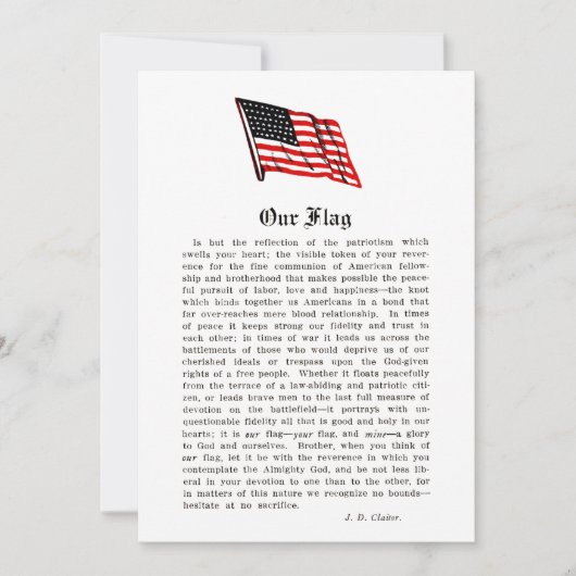 Onze vlag Amerikaanse Amerikaanse patriottistische Bedankkaart (Voorkant)