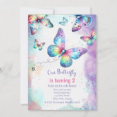 Onze Vlinder Verjaardag uitnodiging voor Meisje (Voorkant)