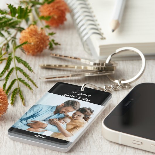 Onze voornaam en 2 jaar zwarte foto sleutelhanger (Voorkant Rechts)