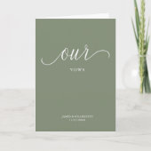 Onze Vows Card Minimalist Script Sage Green Kaart (Voorkant)