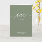 Onze Vows Card Minimalist Script Sage Green Kaart (Gele Bloem)