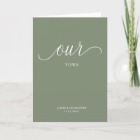 Onze Vows Card Minimalist Script Sage Green
