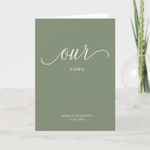 Onze Vows Card Minimalist Script Sage Green Kaart