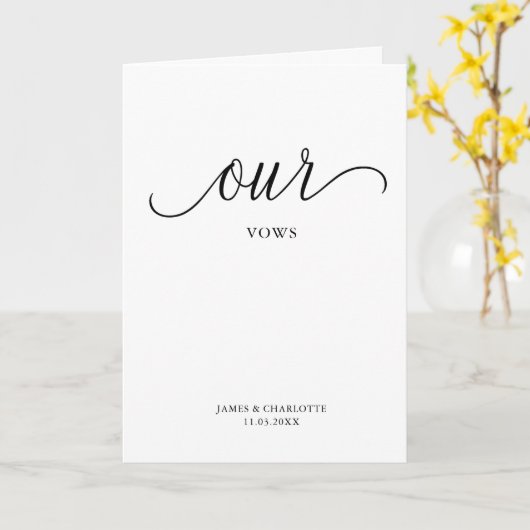 Onze Vows Kaart Minimalist Script Vow-Kaart (Gele Bloem)