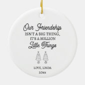 Onze Vriendschap Aangepaste Naam Kerstmis Keramisch Ornament (Achterkant)