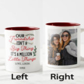 Onze vriendschap, het zijn een miljoen kleine ding tweekleurige koffiemok