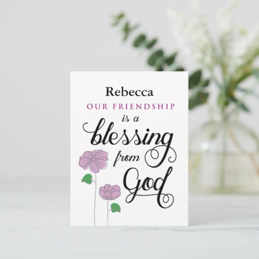 Onze vriendschap is een zegen van God Briefkaart (Staand voorkant)