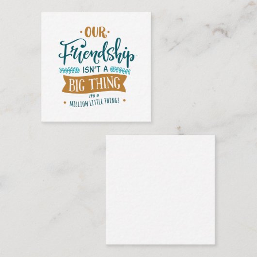 Onze vriendschap vierkante visitekaartje (Voorkant / Achterkant)