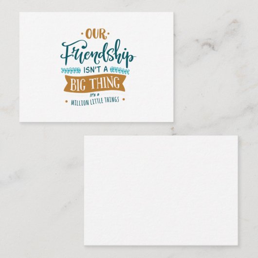 Onze vriendschap visitekaartje (Voorkant / Achterkant)
