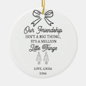 Onze Vriendschapsquote Aangepaste Foto Kerstmis Keramisch Ornament (Voorkant)